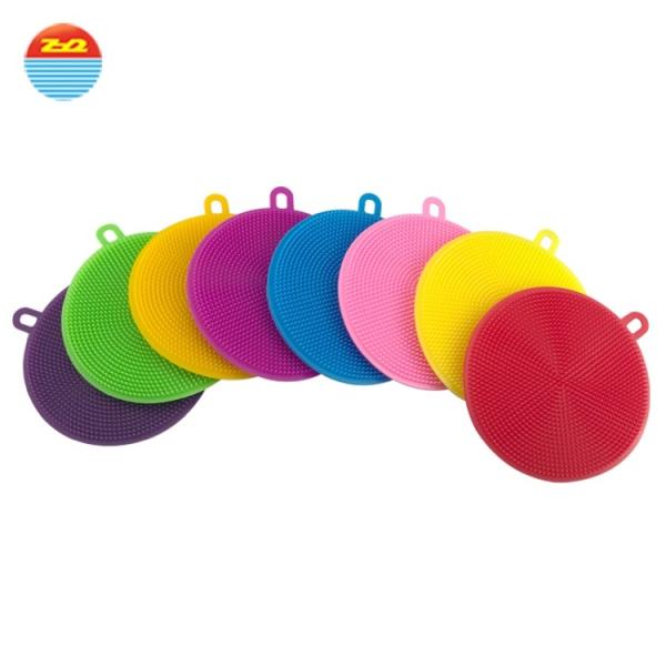 Buy Amazon's hot sale soft Antibacterial silicone wash sponge dish scrubber Cleaning Brush for kitchen at wholesale prices