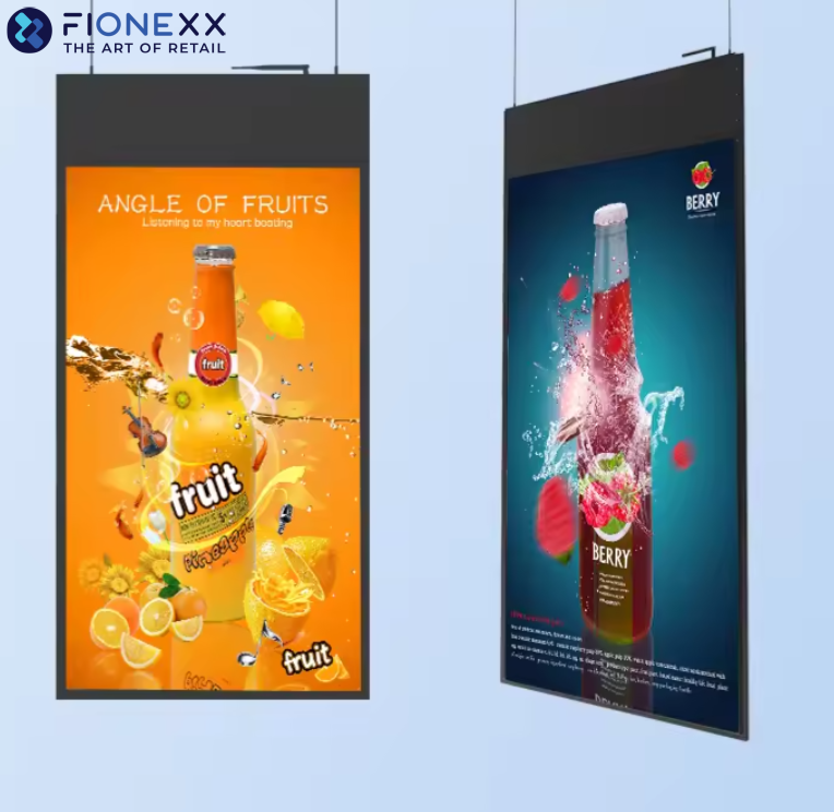 49inch Hanging Digital Signage Screens Dual Sided 700nits Retail Design