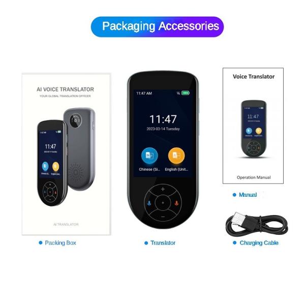 Portable 137 Languages Instant Voice Translator Online Offline Device IPS Screen