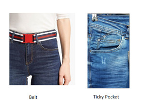 Professional Skinny Denim Jeans DTM Stitching With Stripe Belt TW81562