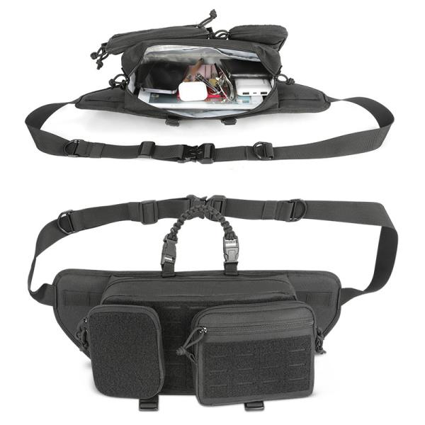 Men'S Custom Waist Bag Sports Polyester Black 48.2x15.2x22.8CM