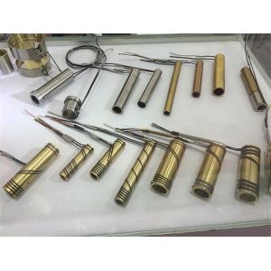 Hot Runner Brass Pipe / Nozzle Heater Pressed With Coil Heaters Custom Size