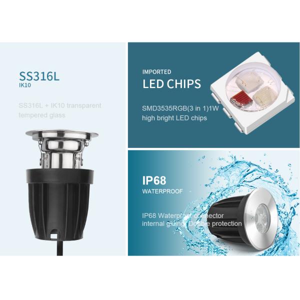 Color Changing Underwater Led Pond Lights Recessed IP68 2 Years Warranty