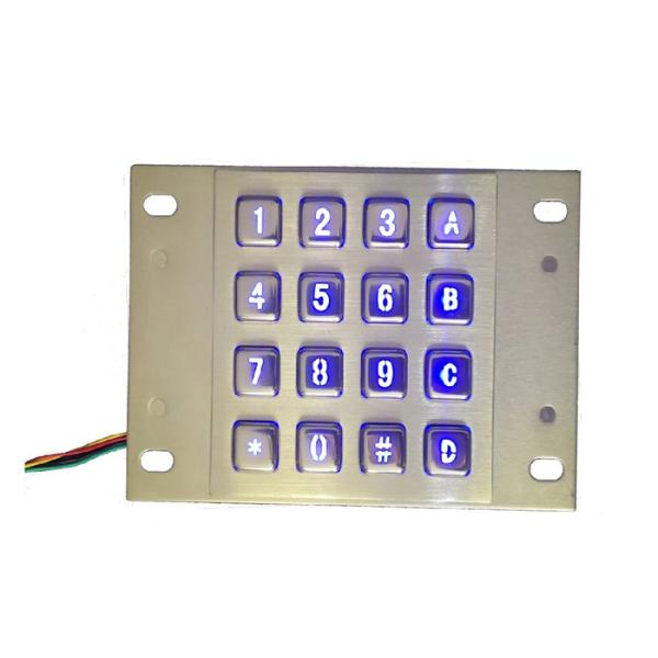Buy PS2 150mA Panel Mount Illuminated Keypad 16 Matrix Metallic at wholesale prices