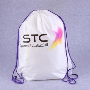 0.08mm CPE LDPE Plastic Drawstring Backpack For Fitness