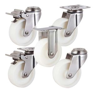 130kg 125mm Nylon Rigid 304 Stainless Steel Casters Medium Duty