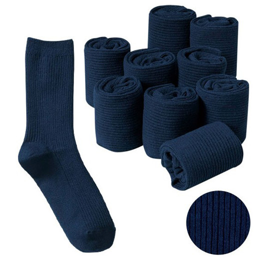 Buy Custom logo, design knitted dark Blue ribbed school socks at wholesale prices
