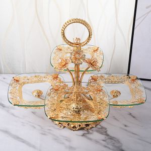 Golden Restaurant Exquisite Luxury Glass Storage Tray