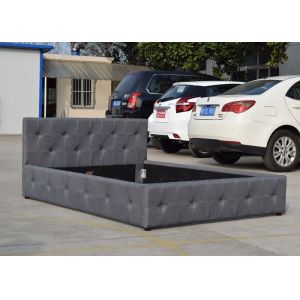 China Queen Tufted Gas Lift Storage Bed Upholstered Fabric Headboard on sale