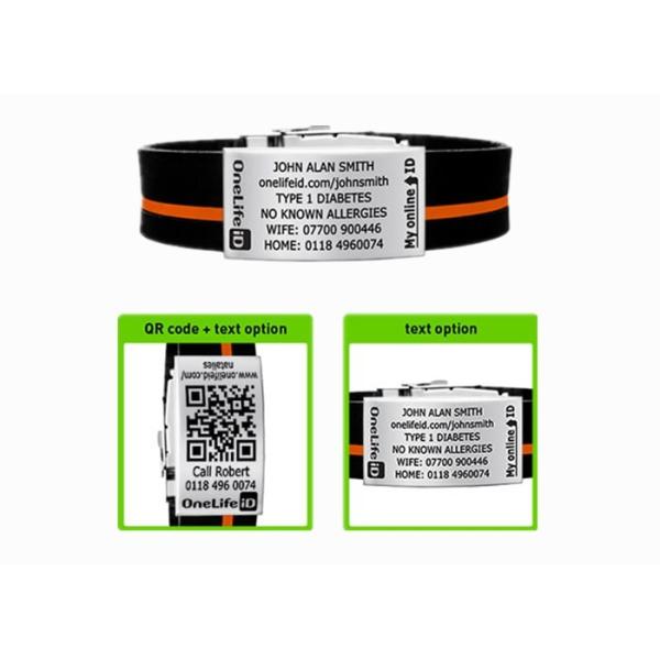 Logo Custom Personalized Silicone Bracelets , QR Code Wristband With Metal ID Plate