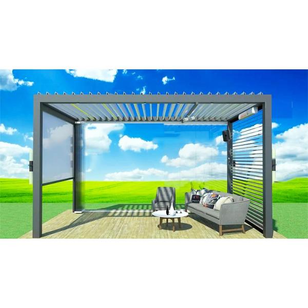 Outdoor Patio Flipped Louver Pavilion Aluminum Alloy Outdoor Electric Shade