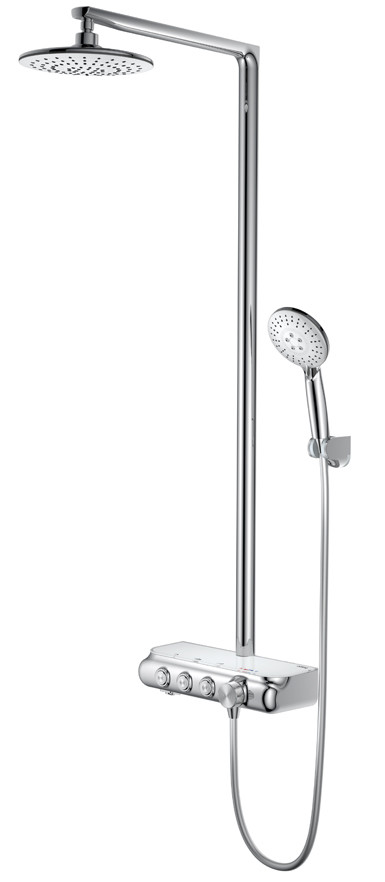 Quality luxury one key open shower sets round top Shower with hand shower water outlet aluminum alloy platform AT-P005 for sale