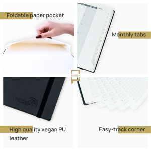 Weekly Planner Medium Size 2023-2023 Black Spiral Softcover Planner With plastic