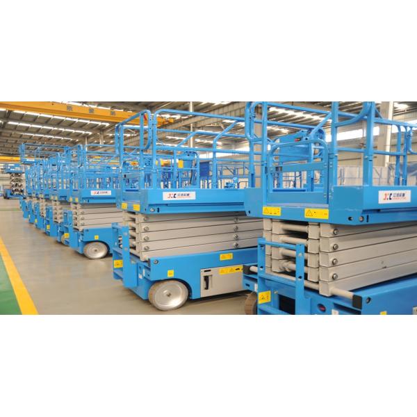 Stationary Self Propelled Hydraulic Scissor Lift Upright Type Blue Color Long Service Life