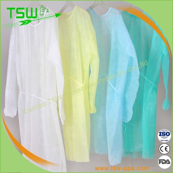Buy Waterproof Disposable Knitted Cuff PP SMS Isolation Gowns at wholesale prices