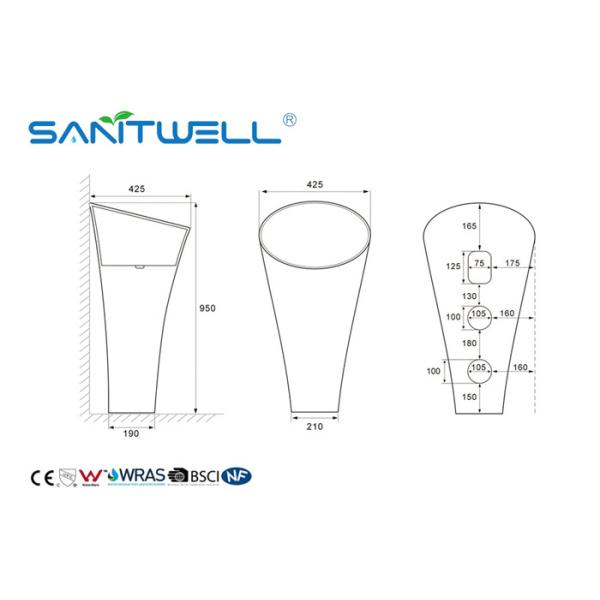 China Suppliers High Gloss Pedestal Wash Hand Basin White Pedestal Basin Standard Size