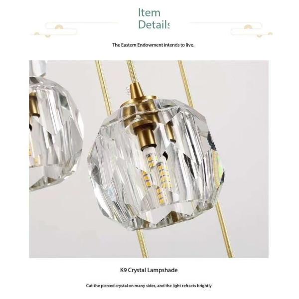 15 KG Crystal Football All Copper Crystal Light Luxury Living Room Apartment Villa Living Room Rotating Rise Staircase Long Pendant Lamp