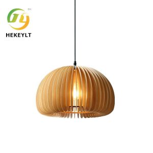 JYLIGHTING Pastoral Style Simple Retro Pumpkin Basswood Chandelier Study Bedroom