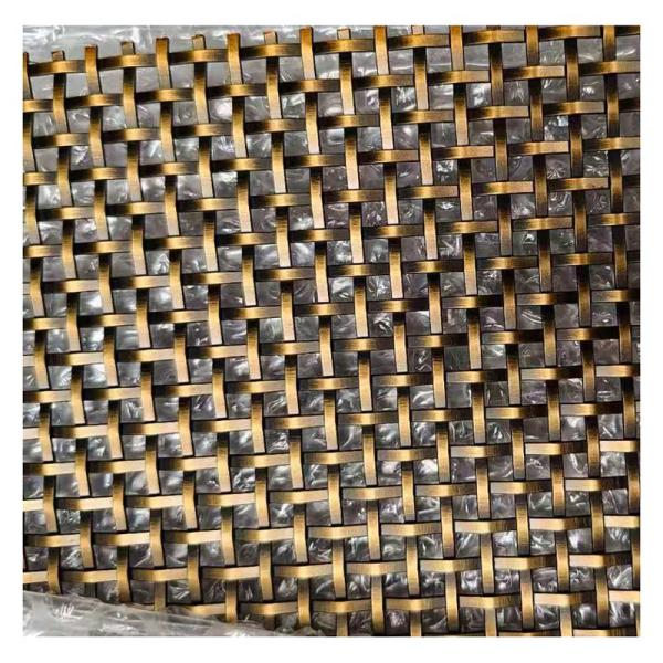 Flat Wire Metal Furniture Screen Single Crimp Grille Antique Brass Finish Decorative Woven Wire Grilles For Cabinet Doors