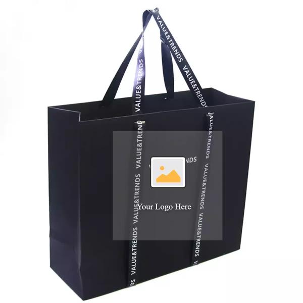Buy OEM 20x25x10cm Personalized Paper Garment Bags With Satin Ribbon at wholesale prices
