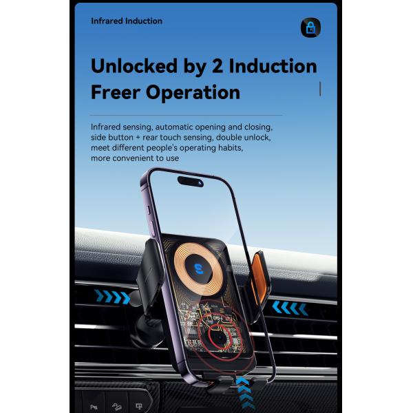 ESSAGER T11 Series Wireless Car Charger Holder Wireless Charging Phone Stand 5V/2A