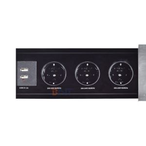 Euro Tabletop Electric Power Socket Slip-Open Design with 3 AC Outlets 16A Rated