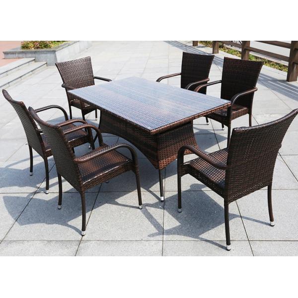 Grey 6 Seater Outdoor Dining Set Table Rectangular Desk Villa Courtyard Rattan