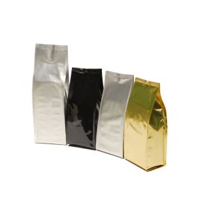 Glossy Finish Bottom Gusset Coffee Packaging Bags With Zipper / Valve