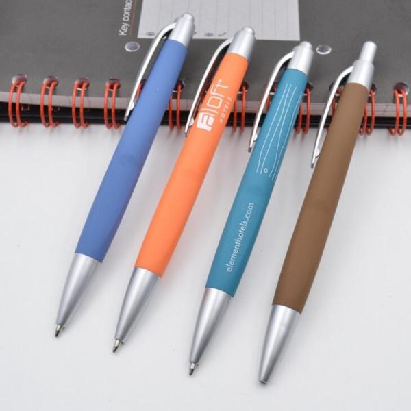 Buy sprayed rubber hotel pen with clip at wholesale prices