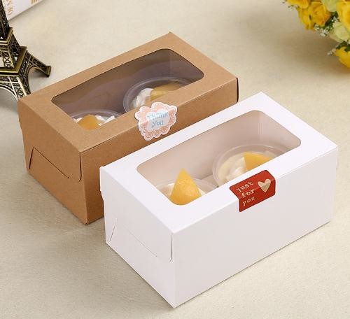 Buy Lovely Paper Dessert / Bakery Packaging Boxes With Clear Window Eco Friendly at wholesale prices