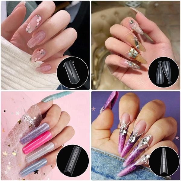 Custom Private Label 550pcs French Artificial False Nails Half Tips UV Gel Manicure Tip for Nail Art Salon