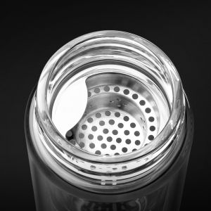 Double Walled Glass Tea Strainer Bottle Flask Unbreakable Custom