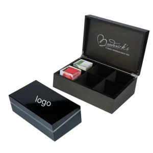 Handmade Timber Stash Box Tea Bag Organizer Black Wooden Tea Bag Box