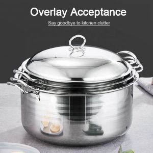 Multifunction Large Capacity Kitchen Cookware Pot 3 Pieces Stainless Steel Ollas