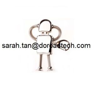 Wholesale Metal Robot USB Pen Drive with Key Chain