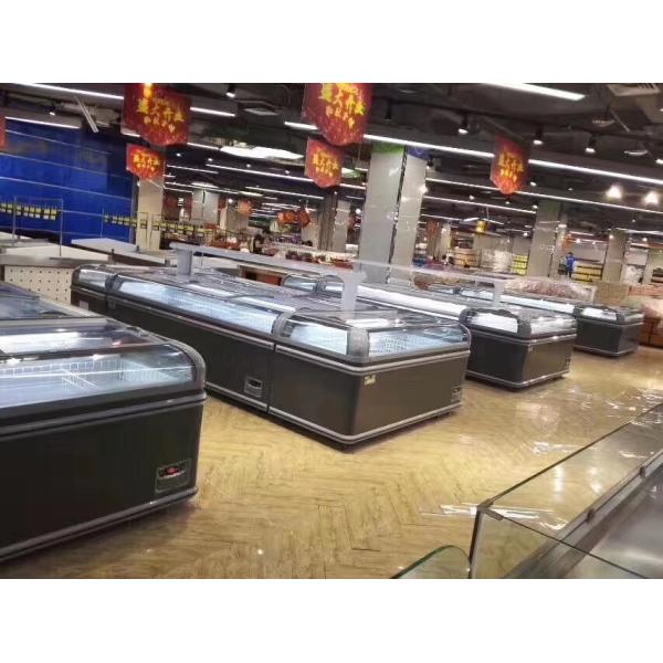 Glass Top Chest Deep Supermarket Island Freezer With Combination Design