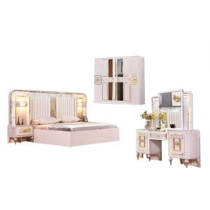 China PU MDF 5pcs Classic Bedroom Furniture Sets Villa Simple Assembly on sale