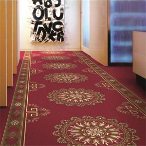 Waterproof Hotel Hallway Carpet Luxury Red Long Length Printed Pattern