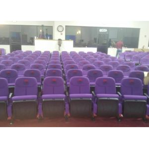 Blue Folding Lecture Theater Hall Seats Small Back Auditorium Church Chairs For