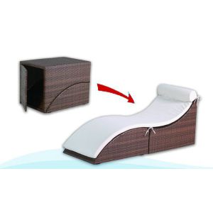 Adjustable Resin Wicker Lounge Chair Set , Beach Chaise Lounge