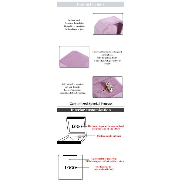 Custom Logo Velvet Jewelry Box for Hanhong Pink Necklace Bracelet Ring Packaging