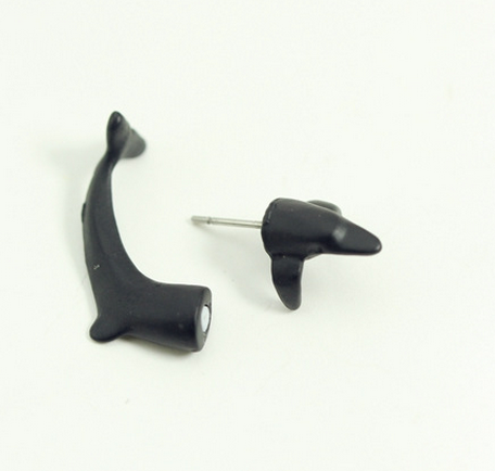 Harajuku fluorescence stereo animal cute dolphin earrings piercing punk ring
