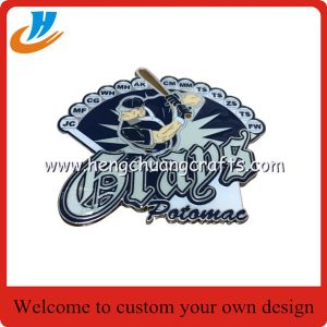 Sports badge,baseball metal badge print or soft enamel process with epoxy