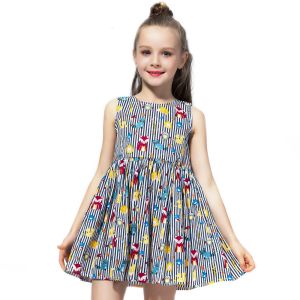 Summer Girls Children'S Casual Dress Sleeveless Flamingo Printed