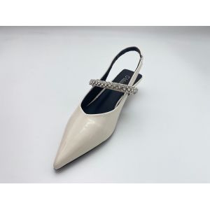 Women fashion white pointy rhine-drill stiletto heels in summer