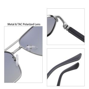 Neutral Metal Frame Sunglasses UV Blocking Square Polarized Glasses
