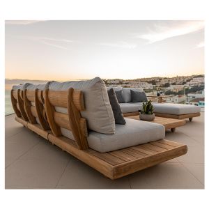 Teak Wood Commercial Hotel Sofa Garden Set Furniture with Middle Sofa Size