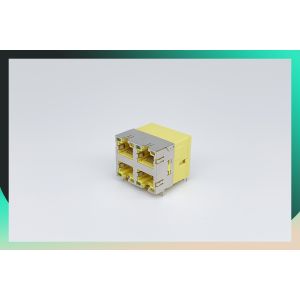 PBT PA66 PA46 Material Multi Port RJ45 Connector 2X2 Port With Transformer 180
