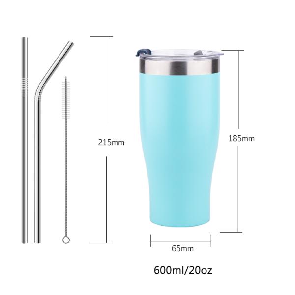 20 oz 18/8 Stainless Steel Vacuum Insulated Tumbler Travel Mug Water Bottle Coffee Cup Camping Thermoses with Seal Lid w/Straw