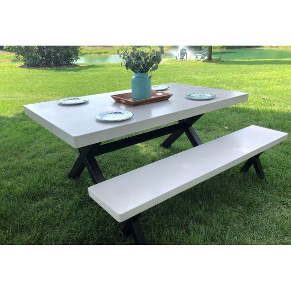 Contemporary Weather Resistant Outdoor Fiber Cement Concrete Dining Tbale Set With Sturdy Legs